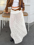 2025 Temperament Micro-Permeable Lace Loose Fashion Commuting And Ankle Skirt Summer Burst Apricot Skirt 68HZ