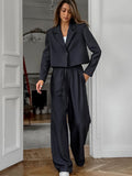 Autumn 2025 New Suit Collar Long Sleeves Casual Loose High-Waisted Tight Trousers Classic Two-Piece Women 68HZ