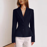 2025 Autumn And Winter New Long Sleeves Waist V Collar Commuting Small Suit Women's Casual Fashion Shoulder Jacket 68HZ