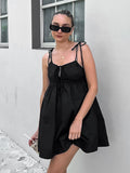 2025 Spring And Summer Sexy Design Black Slings Open Shoulder Loose Square Collar Dress Classic Evening Dress Woman 68HZ