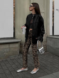 2025 New Cotton Sexy Leopard Embossed Pendant Pencil Trousers Fashion Women's Casual Pants 68HZ