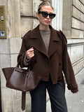 Autumn And Winter New Collar Temperament Double Buckle Coat Jacket 2025 Fashion Commuter Coat Woman 68HZ