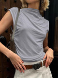 2025 Summer Fashion New Gray Modal Slim Slim Thin T-Shirt Collar Top Woman 68HZ