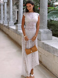 2025 New Lace Perspective Sleeveless Collar Dress Spring Summer Fashion Sexy Temperament 68HZ