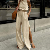 Cotton Sleeveless Vest Open-Footed Trouser Trousers Set 2025 Spring And Summer Casual Fashion Two Sets Of Women's Clothing 68HZ