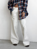 Fashion Casual Straight Trousers White Loose Cotton Tie Mid-Sleeker Broad-Footed Trousers 2025 Spring Trousers Women 68HZ