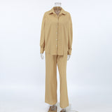 Casual Kaqi Cotton-Slemp Breathable Long-Sleeved Trousers Two Sets Of Autumn Loose Street Style Suit Woman 68HZ