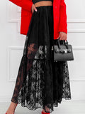Sexy Perspective Lace A Commuting Style Dress 2025 Spring And Summer Fashion New Long Dress 68HZ