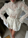 Fashion Lantern Sleeve High-Neck Diamond Net Tight-Through Set Women's Spring And Summer 2026 Niche Cake Skirt Two Sets Of Tide 68HZ