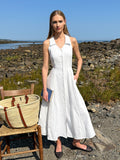 2025 Summer Elegant Temperament Feel Sleeveless Collared White Cotton Tample Slimming Dress French Retro Dress 68HZ