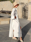 New Autumn 2025 Women's Cotton Strap Loose Open Shirt Skirt Seaside Atmosphere Skirt 68HZ