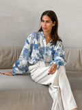 2025 Autumn New Fashion Collar Long Sleeve Loose Shirt With Casual Ladies National Style Printed Shirt 68HZ