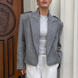 Autumn And Winter Pure Color Hair Suit Women's High-Grade Temperament Fashion Big Collar Casual Style Short Coat 68HZ