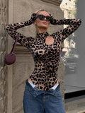 Fashion Leopard Print Hole Design Repair Body Dressing In The Spring And Summer New Commuter Style Women's Clothing 68HZ
