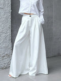 White Broad-Legged Trousers High Waist New 2025 Autumn Women's Loose-Fitting Relaxed Temperament Trousers 68HZ