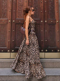 Summer New Sexy Leopard Tard Babes Sling Open Fork Dress Fashion Loose Shoulder Dress 68HZ