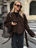Autumn And Winter New Collar Temperament Double Buckle Coat Jacket 2025 Fashion Commuter Coat Woman 68HZ