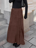 Autumn And Winter Retro New Fashion Knitted Sanding Brown Repair Height Waist Straight Skirt Casual Dress Girl 68HZ