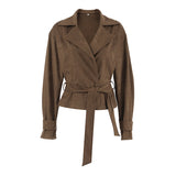 French Velvet Suit Collar Casual Double Buckle Jacket 2025 Autumn And Winter Fashion New Products Frosted Velvet Coat 68HZ