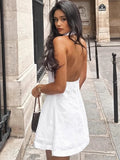 French Cotton New Hanging Neck Sexy Bare Back Dress 2025 Spring And Summer Fashion Short Dress Woman 68HZ