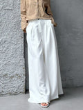 White Broad-Legged Trousers High Waist New 2025 Autumn Women's Loose-Fitting Relaxed Temperament Trousers 68HZ