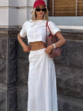 White Cotton Collar Collar Umbilical Vest Dress Set 2025 Summer Fashion New Two-Piece Women 68HZ
