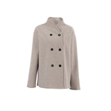 Brown French Style V-Neck Double Buckle Coat 2025 New Autumn Fall And Winter Suit Women's Clothing 68HZ