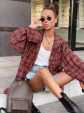 Autumn 2025 New Retro Red Scottish Check-In Ancient Shirt For Women Casual Long-Sleeved Shirt 68HZ