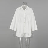 Autumn 2025 New Women's Cotton Shirt Long-Sleeved Fashion Casual Shorts Set Lazy Two-Piece Set 68HZ