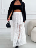 Sexy Perspective Lace A Commuting Style Dress 2025 Spring And Summer Fashion New Long Dress 68HZ