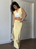 Daily Temperament Fashion Vest Set Summer New Umbilly Design Feeling Solid Half-Dress Two-Set Woman 68HZ