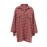 Autumn 2025 New Retro Red Scottish Check-In Ancient Shirt For Women Casual Long-Sleeved Shirt 68HZ