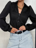 2025 French Body-Repair Cotton Short Temperament Long-Sleeved Shirt Autumn Fashion New Women's Top 68HZ