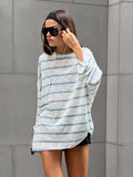 Autumn Design Thin Collar Striped Knitted Shirt Long Sleeve Loose Thin Shoulder Sleeve Leisure Top 68HZ
