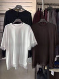 2026 Summer Lazy Lace Side Splicing Belly Cover Short-Sleeved T-Shirts For Women's Summer Design With A Thin Top 68HZ