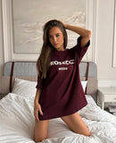 2025 Summer New Women's Wear Round Red Short-Sleeved T-Shirt Women Loose Letter Print Tops Women Wear 68HZ