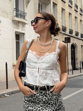 2025 Fashion Summer Sexy Lace Lace Sleeveless Square Collar Loose Small Sling Lace Small Vest Women's Clothing 68HZ