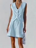 2025 Design Cotton Suit Vest Suit Women's Summer Leisure Sleeveless Vest Shorts Two-Set 68HZ
