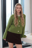 Spice Girl Horn Sleeve Knitted R-Shirt Spring And Autumn Round Collar Solid Color Long Sleeve Sweater Loose Thin Age Knitted Coat Woman 68HZ