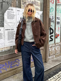 Autumn And Winter New Long-Sleeved Velvet Jacket Brown 2025 New Small Suit Zipper Jacket Women's Clothing 68HZ