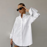 White Shirt 2025 Summer New Collar Long Sleeve Simple Fashion Free Casual Women's Top 68HZ