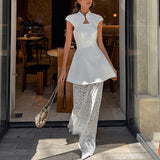French Holiday Style Blue Cotton-Cotton V-Necked Ribbon Ribbon Dress 2025 New Long Dress 68HZ