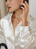 French High-Grade Apricot-Colored Pearl-Colored Fasley Dress 2025 Women's New Slacken Shirt In Autumn 68HZ