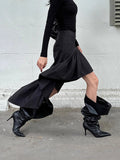 2025 Autumn Design High Waist-Claw Cascading Lotus Leaves On The Edge Of The Cotton Irregular Half-Dress Woman 68HZ
