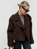 Autumn And Winter New Collar Temperament Double Buckle Coat Jacket 2025 Fashion Commuter Coat Woman 68HZ