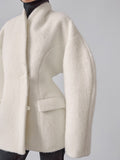 New Autumn And Winter Thick Hairs, Women's Niche Design Sense Of Pure Color Half-High Collar Small Fragrant Blouse 68HZ