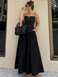 Black Cotton Sleeveless Sling Dress Suit 2025 Spring And Summer Fashion New Two-Piece Women 68HZ
