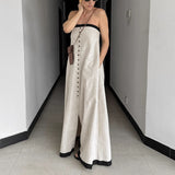 Colling-Coled Sling Dress Women Cotton Tampering Autumn 2025 High-End Feeling Without Shoulder Strap Bra Dress 68HZ