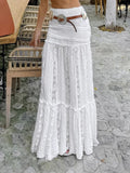 New White Lace Fashion Leisure Vacation A-Word Half-Body Skirt Spring And Summer Simple Lazy Women's Clothing 68HZ