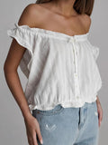 French Pure-Style Cotton Flying Sleeves Of The Flower Loaf Side Vest 2025 Spring And Summer Fashion New Top Lady 68HZ